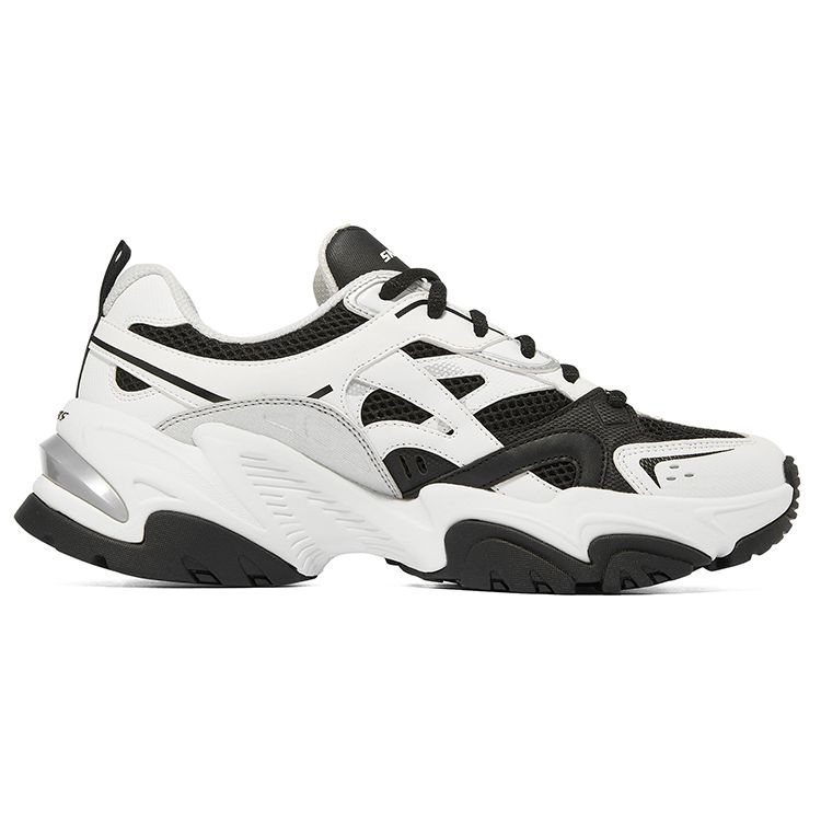 Skechers Stamina V2 Функциональные Ретро Износостойкие Увеличенная Высота Низкие Папины Кроссовки Женская кепка Черный Белый 149514-WBK
