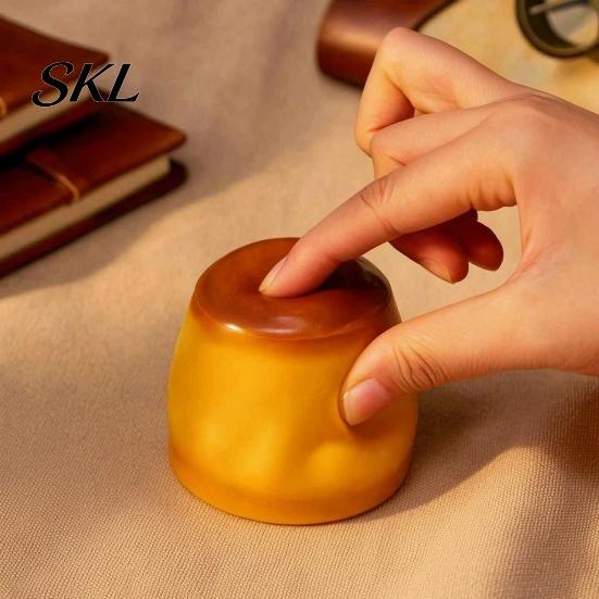 Dessert Sensory Fidget Toy 1/2Pcs Stress Relief Crunchy Pudding Toy, Fake Caramel Squeeze Shaped Simulated Gift for Adults Kids Relaxation