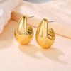 Big Waterdrop Smooth Gold Color Round Stud Earrings Unique Exaggerate Geometric Personality Women Jewelry Earring