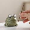 Incense Holder Tea Pet Decoration Ceramic Desktop Ornament Decor Mini Frog Statue Stand for
