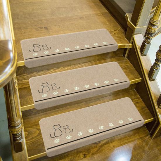 Коврик для ступеней Yousheng с рисунком из мультфильма, без остатков, простая установка, противоскользящие поверхности, напольный коврик, защитная накладка для деревянной лестницы