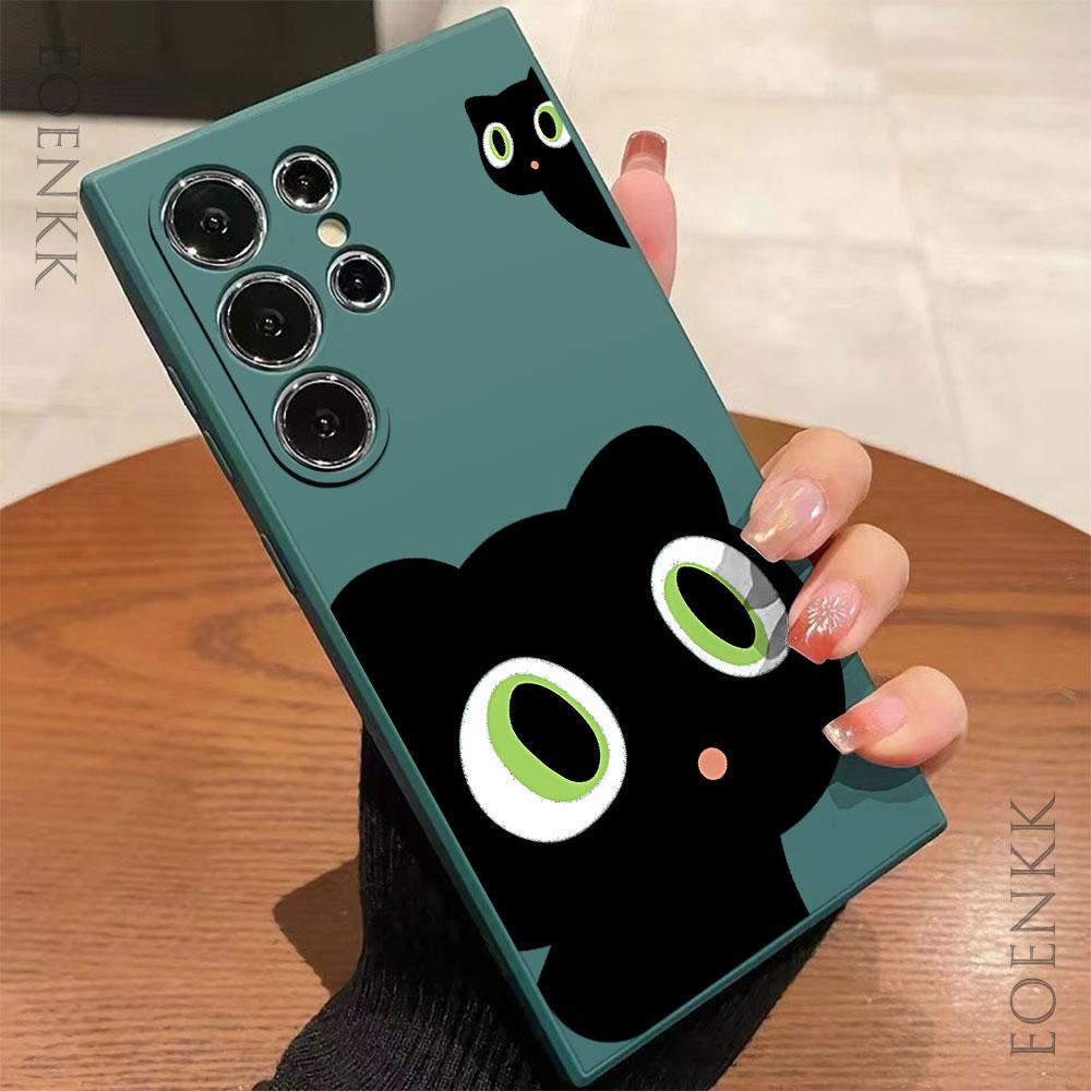 Мультяшный Черный Кот Чехол для Телефона Для Samsung Galaxy Note 10 20 Lite S25 S24 S23 S22 Plus S21 S20 Ultra FE Plus 5G Противоударный Чехол
