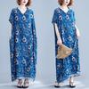 Dimanaf 2024 Plus Size Dress Women Summer V-Neck Sundress Bohemian Floral Print Loose Big Oversize Maxi Dress 7015