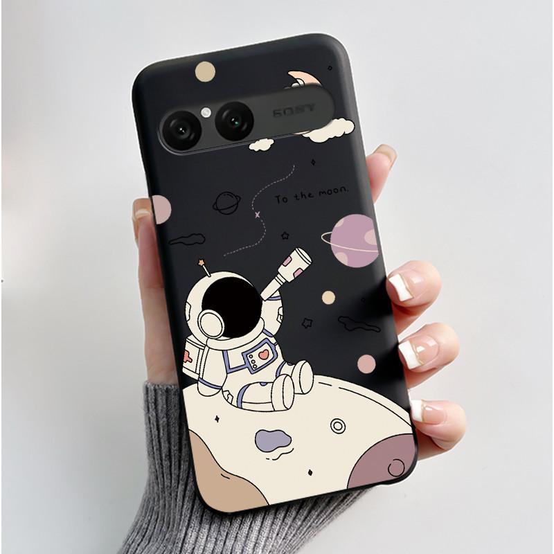 Cute Case For Sony Xperia 10 VII Fundas Capa Printing Shell Protective Cover Soft Silicone Cartoon Black Casing Coque