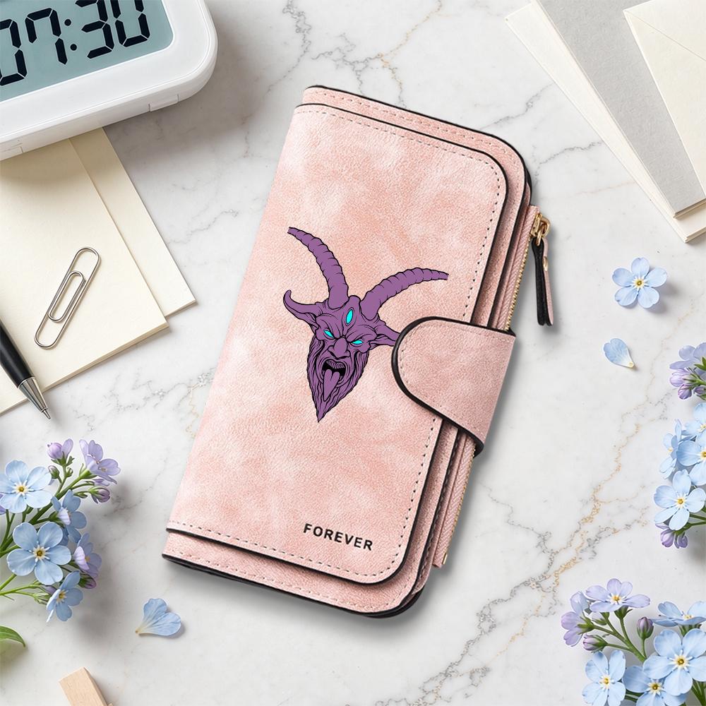 Gothic Baphomet Print Long Wallet Multi Card Slot Fashion Purse