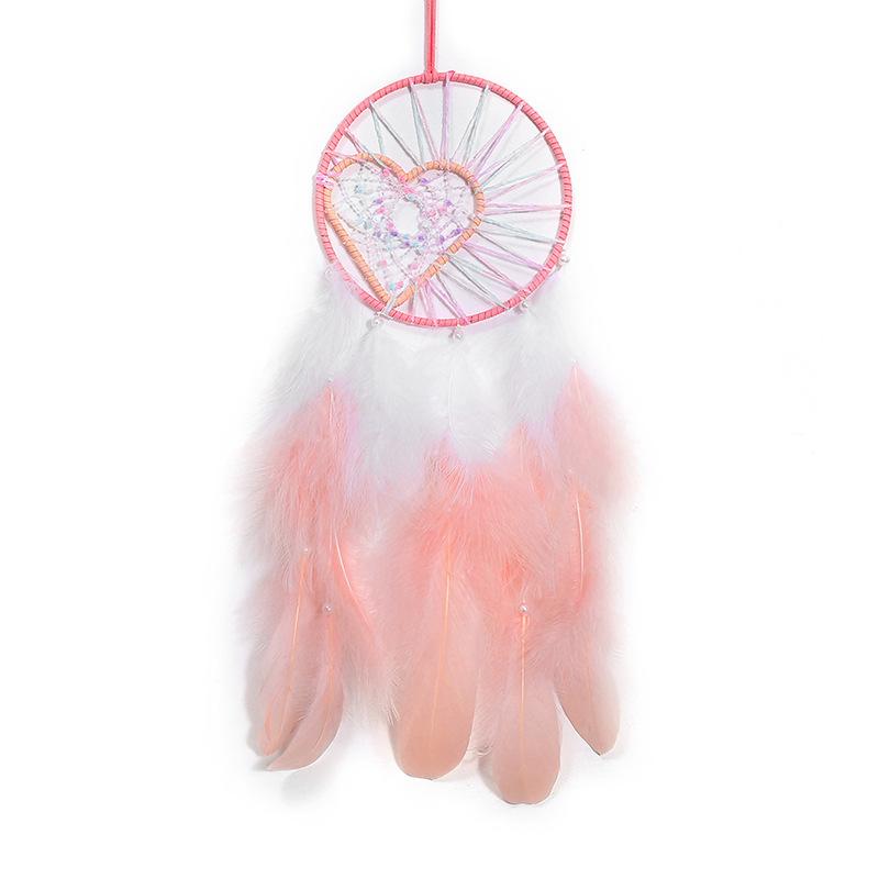 Give Couple Heart-shaped Pink Dream Catcher Pendant Girl Heart Simple Indoor Wind Chime Classmate Friends Graduation Gift