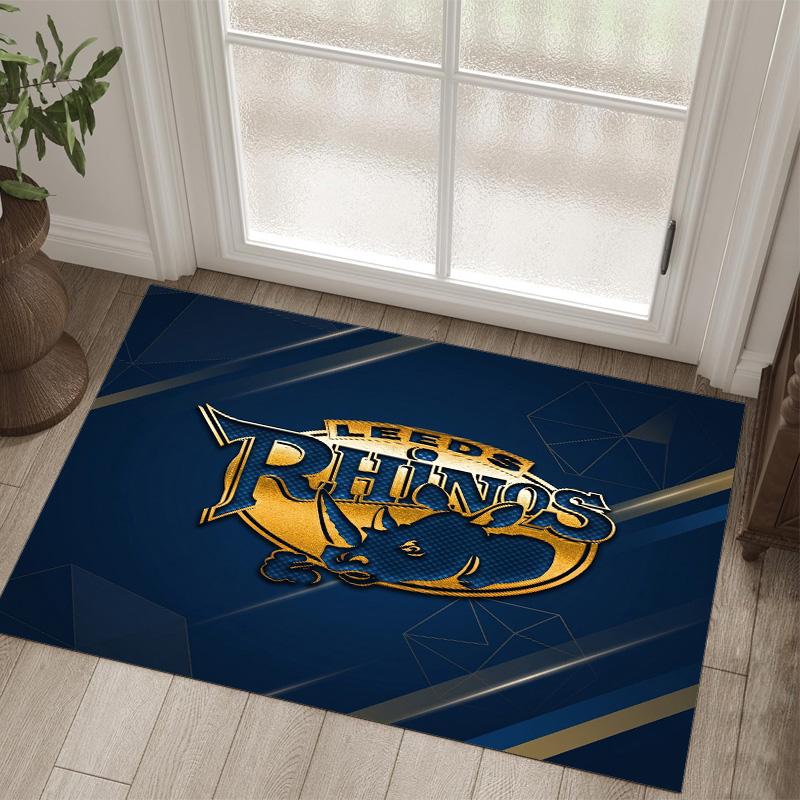 Leeds Rhinos Design Crystal Velvet Carpet Cozy Non?Slip Printed Rug For Bedroom Living Room Entrance