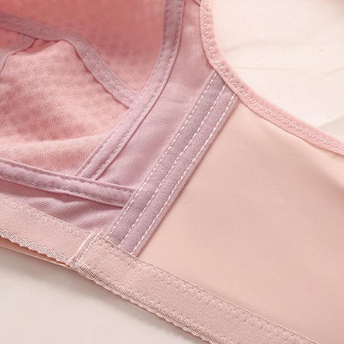 Women's Large Size Bras Ultra-thin Lace Underwireless Bras Breathable Gathered Adjustment Large Cup Bras