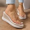 Transparent PVC Wedge Heels Sandals Women Summer Fashion Chunky Platform Slippers Woman Anti Slip Thick Sole Beach Slides Shoes