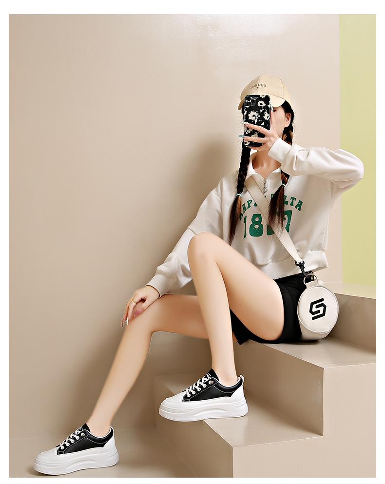 Женские осенние белые кроссовки на платформе 2024 года - Легкая, дышащая повседневная обувь с увеличением роста