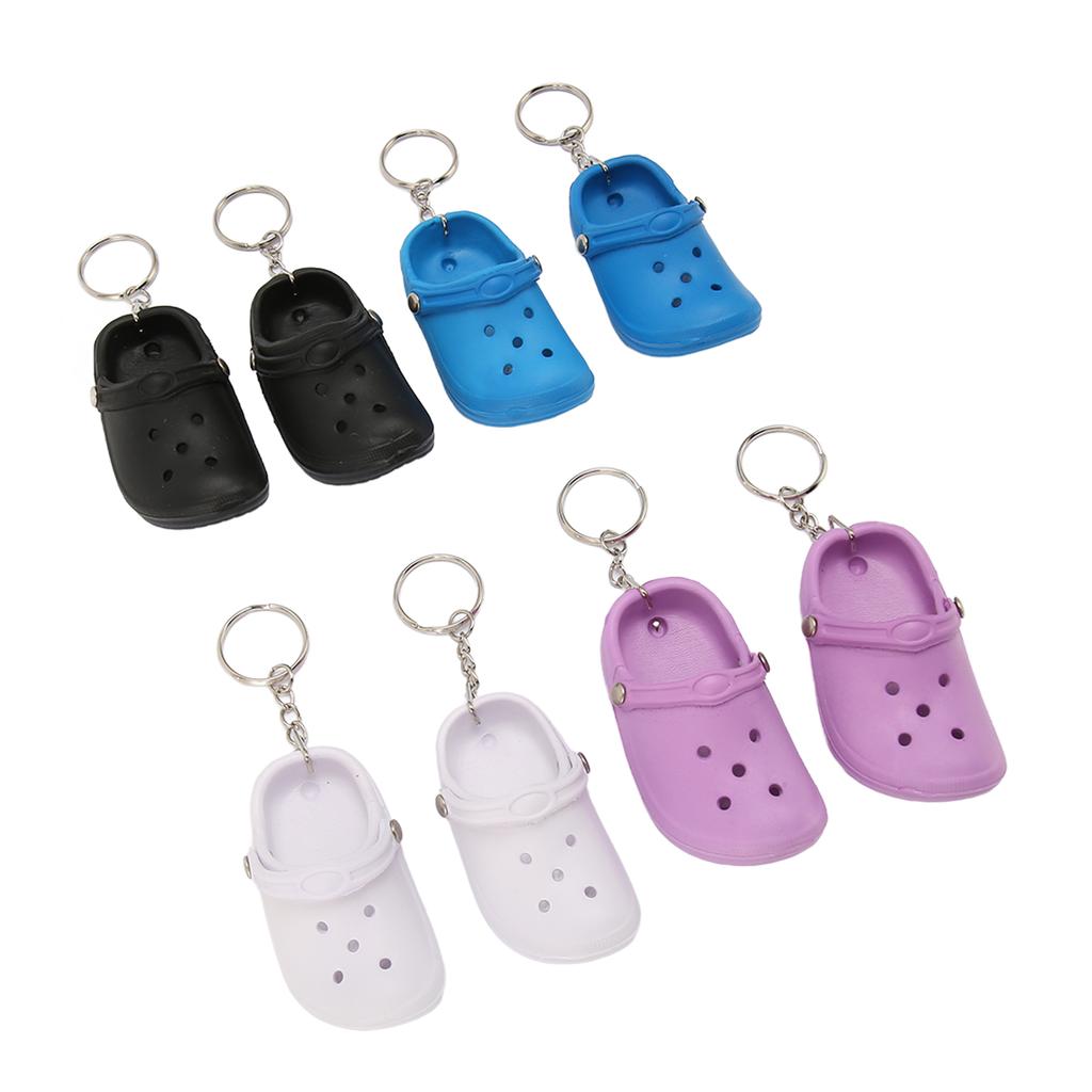8Pcs Slipper Keychain Assorted Colors Soft Silicone Simple Stylish Hole Shoes Keychain for Backpack Clothes Decoration