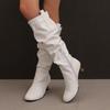 Women's High-heeled Boots Autumn and Winter Simple and Versatile Solid Color Large-size Casual Medium Boots