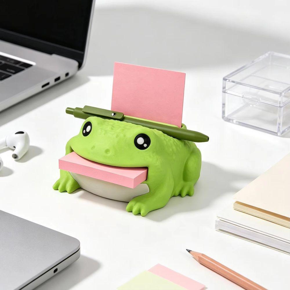 Cute Frog Shape Frog Desk Organizer Matte Finish Memo Holder Durable Pen Rest Slot Desk Decor
