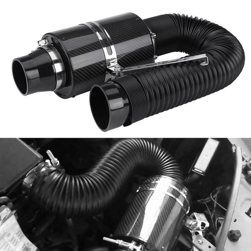 76mm 3" Universal Carbon Fiber Induction Filter Box Cold Air Intake System W/ Intake Hose Cold Air Intake System Intake Hose
