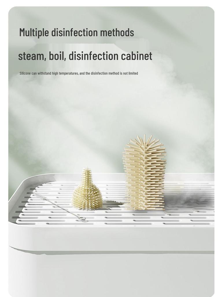 Travel Baby Bottle Brush Set with Silicone Nipple Brush, Draining Rack, Straw & Crevice Brushes