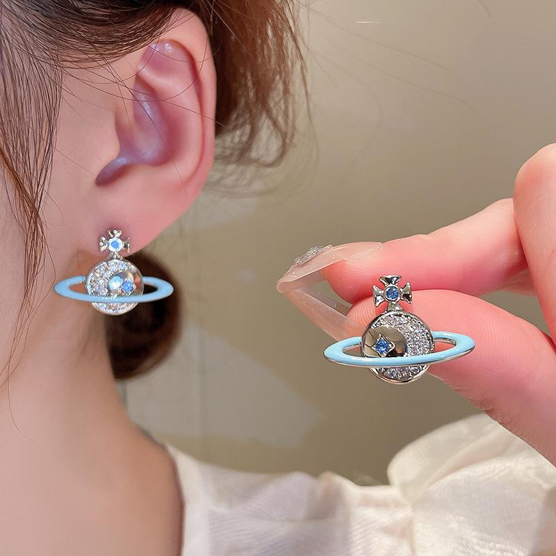 Модные серьги Сатурн с цирконием, женские трендовые элегантные цепочки на ключицы для девочек Y2k, ювелирные аксессуары, подарочные наборы