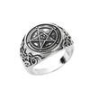 Satanic Baphomet Goat Head Ring with Inverted Pentagram Band Gothic Jewelry for Men Women