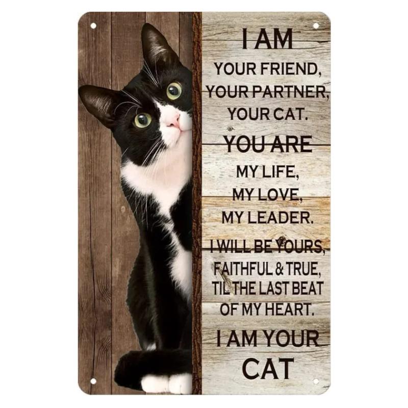 New Vintage Siamese Cat I Am Your Friend Your Partner Your Cat Funny Metal Tin Sign Wall Decor Man Cave Bar Retro Metal Vintage