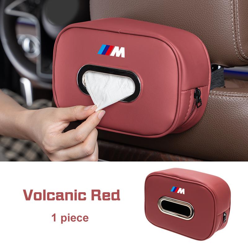 ORWI7 Car Seat Back Tissue Box Leather For BMW X1 X3 X5 X6 X7 E38 E46 E70 E90 F15 F30 G20 G30 1 3 5 6 7 Series Auto Armrest Napkin Bag