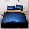Sky Duvet Cover Set Space Night Time Universe Stars Nebulas Moon Decorative Bedding Set King Twin Size Polyester Comforter Cover