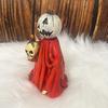 Halloween Pumpkin Statue Spooky Ghost Pumpkin Holding Skull Figurine Resin Gothic Decoration for Indoor Outdoor Home Tabletop Garden Decor
