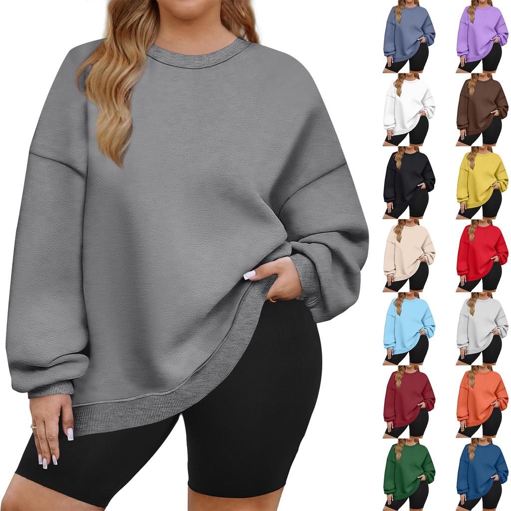 Plus Size Sweatshirt For  Women Oversized Crewneck Long Sleeve Pullover Tops