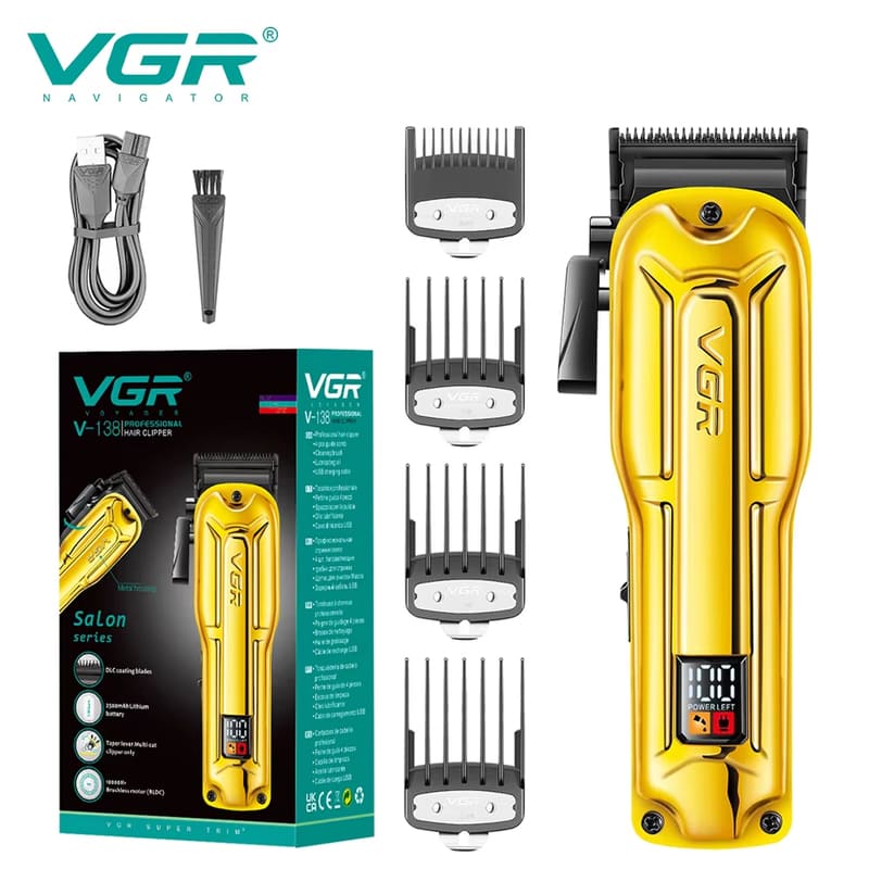 Metal Body Hair Salon LCD Digital Display Hair Clipper Home Men's Electric Hair Clipper Shaving Hair Clipper Life Upgrade Large Capacity Battery