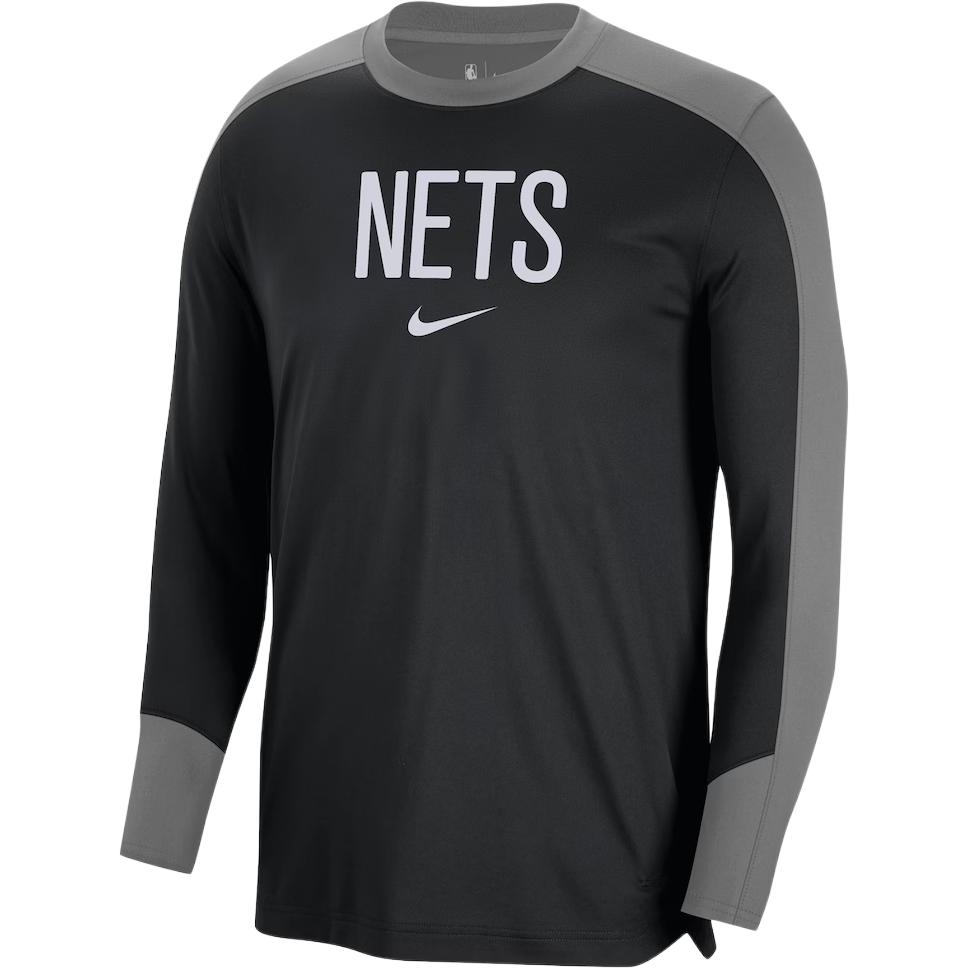 Nike Dri-Fit NBA Свитшот с круглым вырезом Реглан Длинный рукав Сезон 2024/25 Баскетбольная майка Brooklyn Nets Унисекс Топы FV1627-002