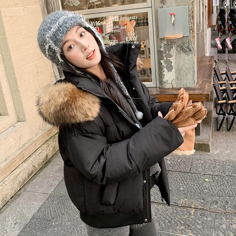 Осень-зима, утепленная теплая парка, женская повседневная милая однотонная Свободная куртка с капюшоном и большим карманом, верхняя одежда