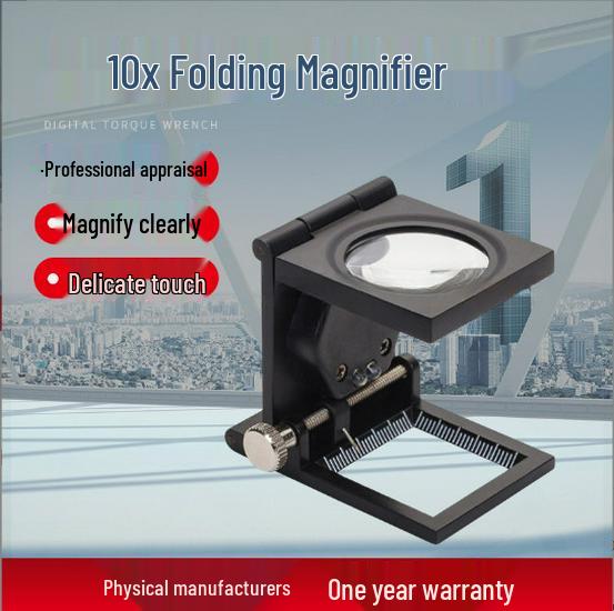 Double LED Optical Glass Metal Magnifier with Black Spray Paint for Racing Pigeon Tri-fold Linen Testing