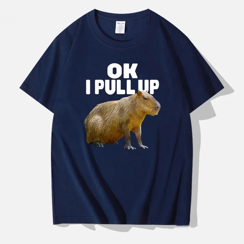 OK I PULL UP Capybara Printed Clothing T-Shirt Men Vintage T Shirt Casual Anime Top Tees T Shirt Women Graphic Tee