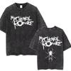 Men Women Punk Emo Rock Oversized Short Sleeve Tops Rock Band My Chemical Romance Washed Vintage Printed T Shirt