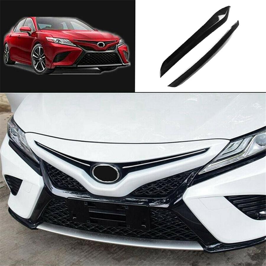 For Toyota Camry 2018-2021 Car Front Center Grill Grille Cover Trim Carbon Fiber Look