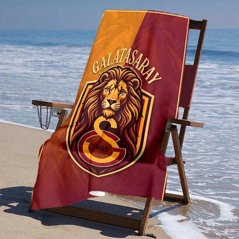 proof beach towel with Galatasaray Sk logo pattern - soft,absorbent,quick-drying,machine washable - perfect for swimming,camping,bathing