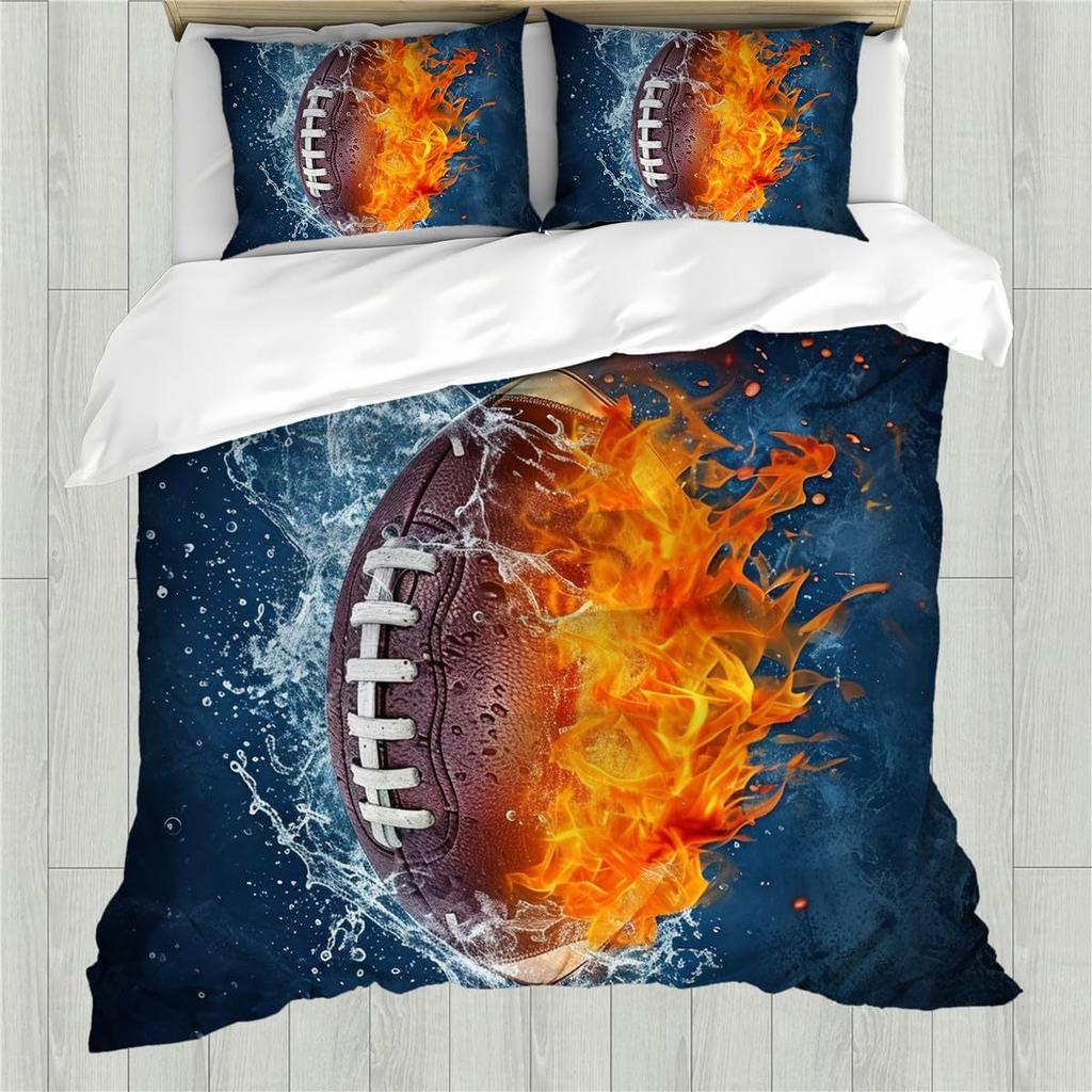 Регби Американский футбол Домашний текстиль Цифровая печать Комплект постельного белья из трех предметов