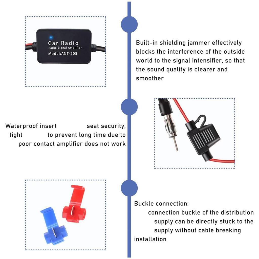 Car Radio Antenna Booster - Car FM Radio Antenna Signal Amplifier - Car Antenna