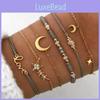 Набор браслетов из сплава в богемном стиле с дизайном звезды и луны, модные европейские и американские украшения