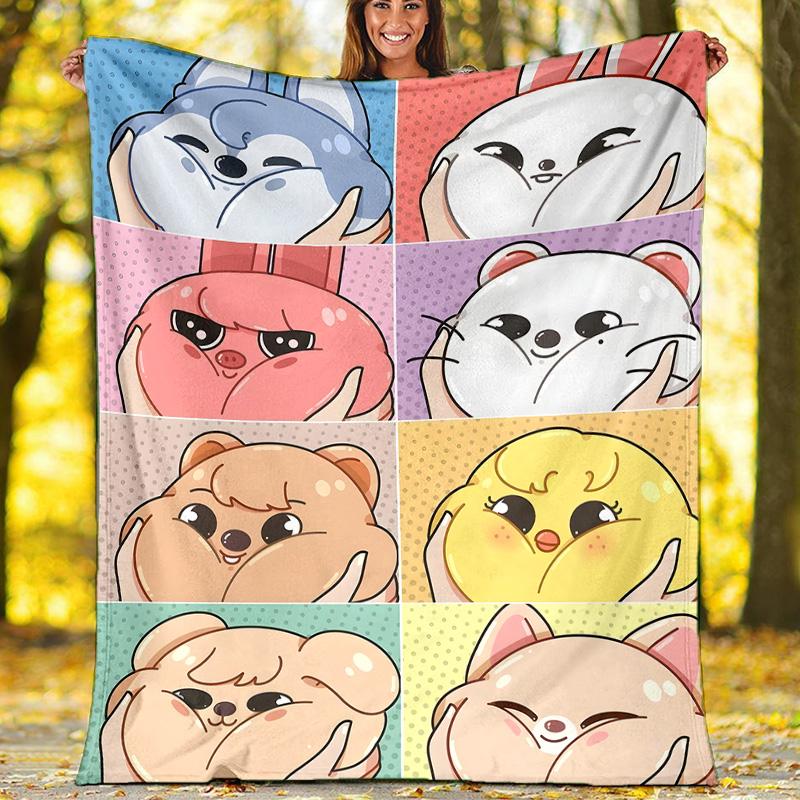 1pc Kpop Team1 Theme Blanket - Digital Print, Polyester, Cozy for All Seasons, Perfect for Outdoor, Camping, and Travel