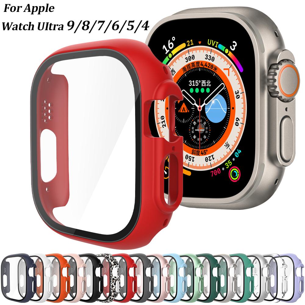 Стекло+Чехол для Apple Watch Series 7/8/9 41мм 45мм Защитное стекло для экрана 44мм40мм Бампер для iWatch Ultra/Ultra2 49мм Защитный чехол