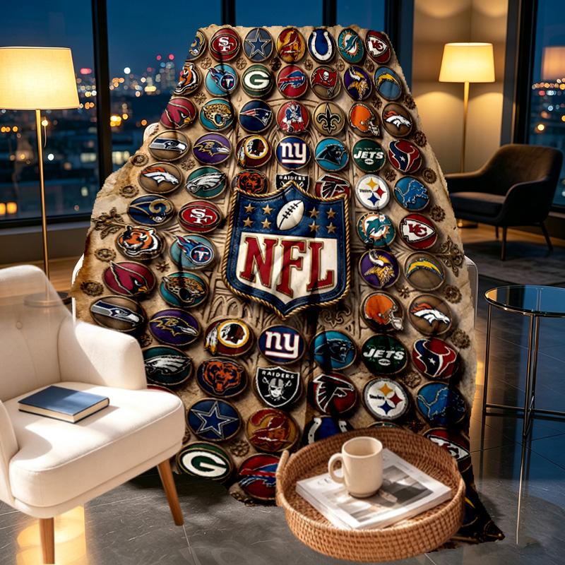 NFL Print Blanket - Soft & Comfortable, for Bedroom, Travel, Sofa, Home Decoration - Birthday Christmas Gift for Friend