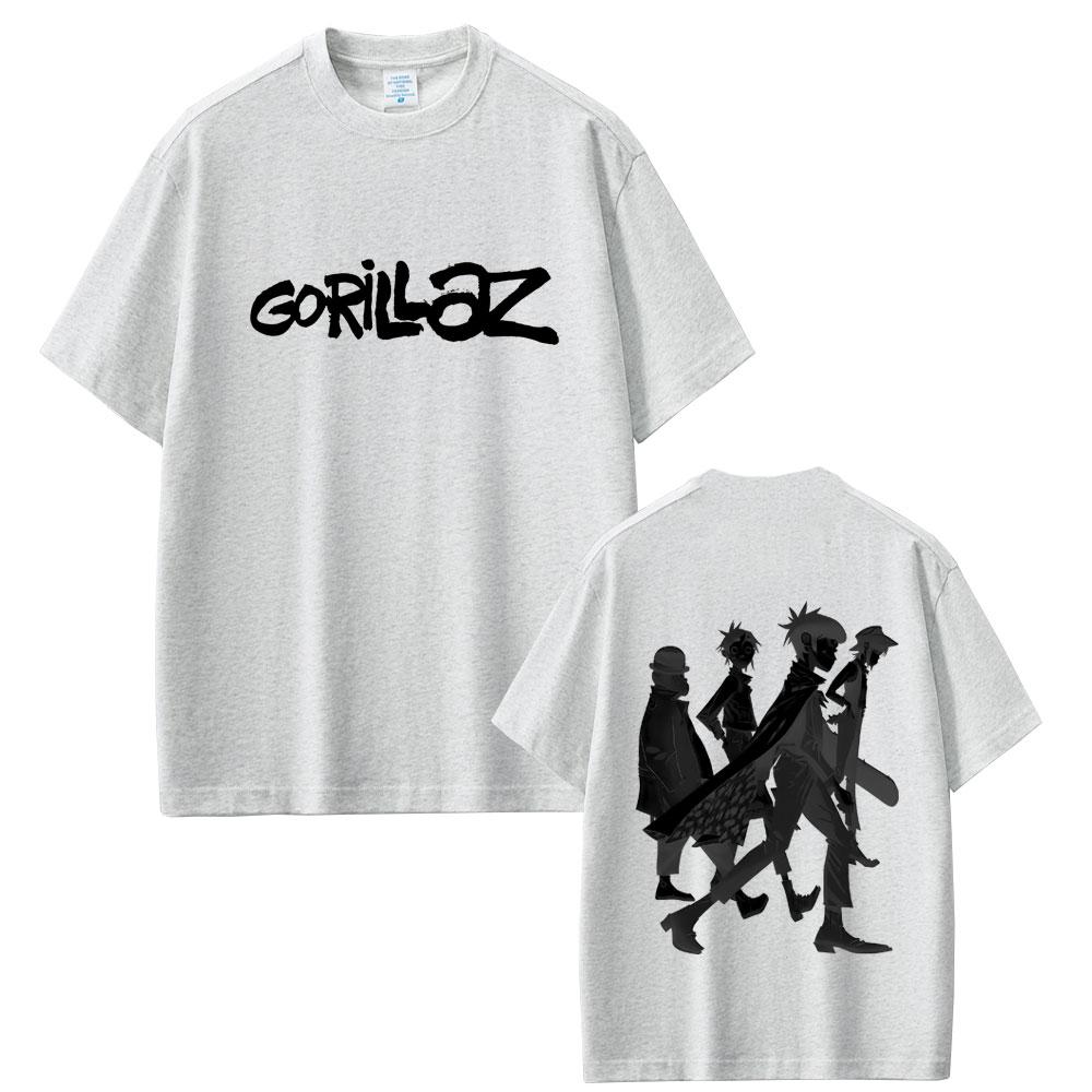 Ограниченный выпуск Футболка с принтом Gorillaz Мужская Женская Повседневная Свободная Футболка с круглым вырезом Мужская Мода Хлопковая Футболка Высокого Качества