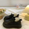Muffin Lace-up Platform Small Leather Shoes Women's Spring and Autumn 2025 New Retro British Style Black Shoes Single Shoes Women