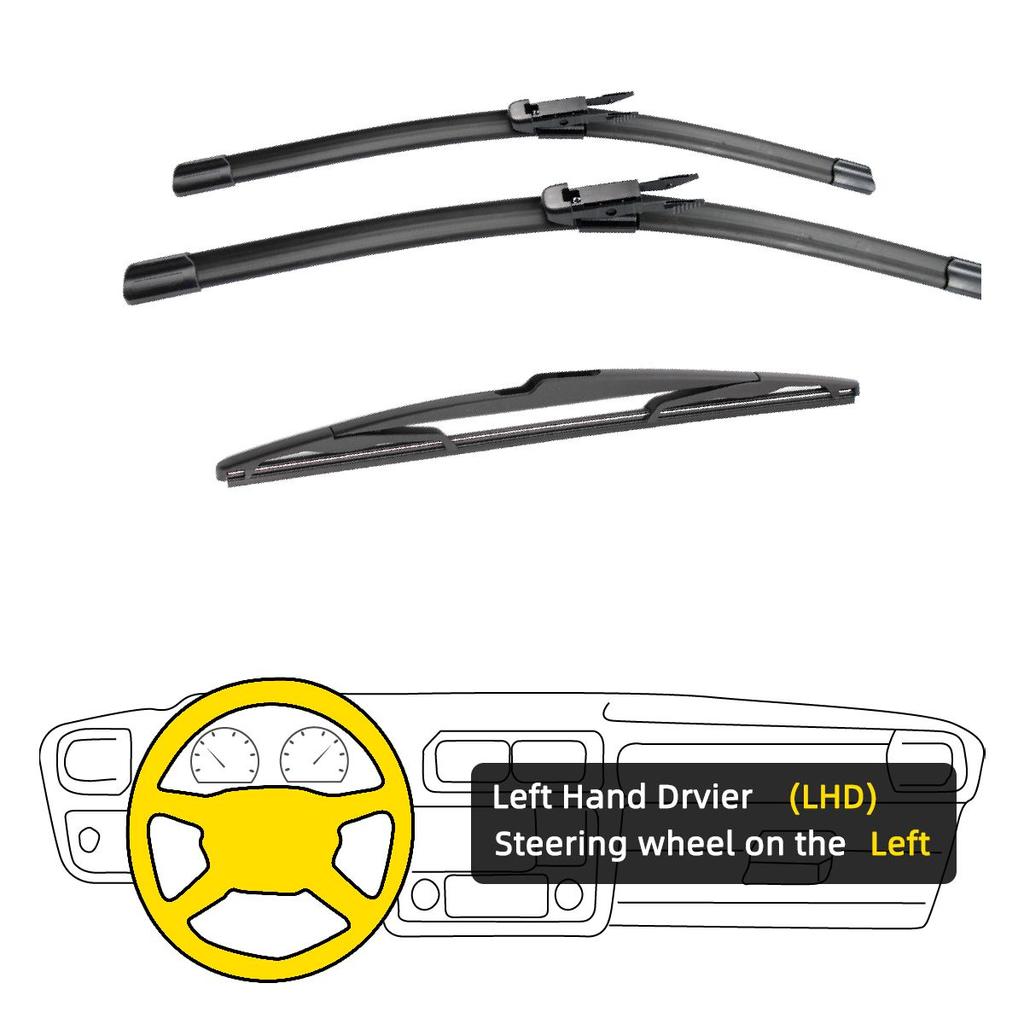 3PCS For Volvo XC90 MK1 2009-2014 24" 22" 14" Front Rear Wiper Blades Windshield Windscreen Window Cutter Accessories 2009 2010 2011 2012 2013 2014
