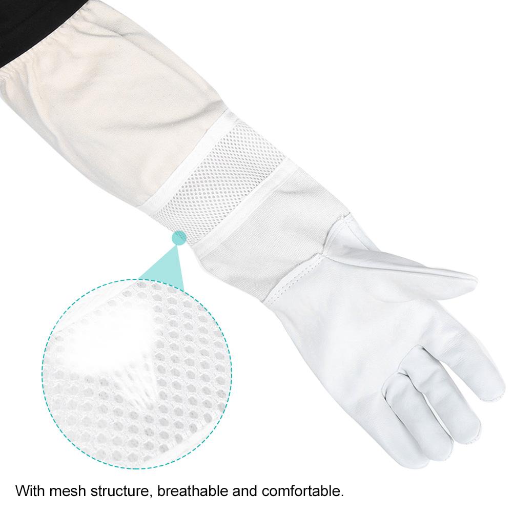 Pair Anti Sting Breathable Bee Gloves Long Sleeves Elastic Cuff Beekeeper Protective Tool with Mesh(XL )