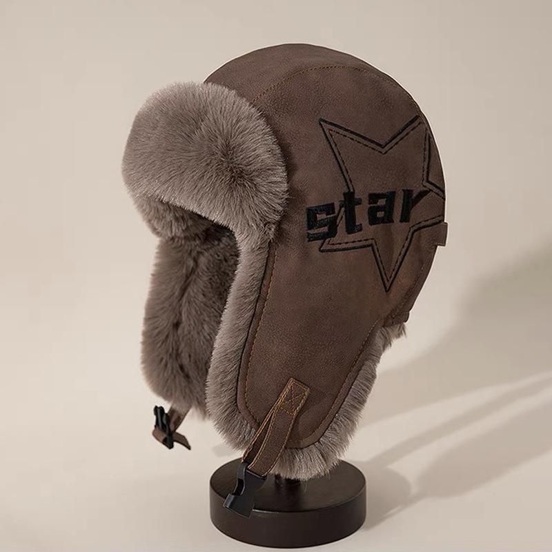 Американская шапка-авиатор мужская и женская зимняя бархатная утолщенная теплая шапка для защиты ушей при езде на велосипеде ретро шапка из ПУ кожи