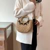 Straw Woven Bag Small Fragrant Style Sling Shoulder Crossbody Bag Hand-held Women's Bag Bow Design Beach Bag AVE