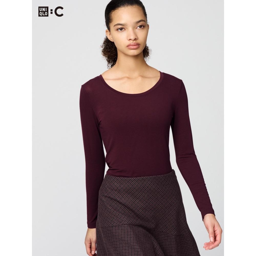 Uniqlo HeaTTech Кашемировая смесь Футболка с круглым вырезом