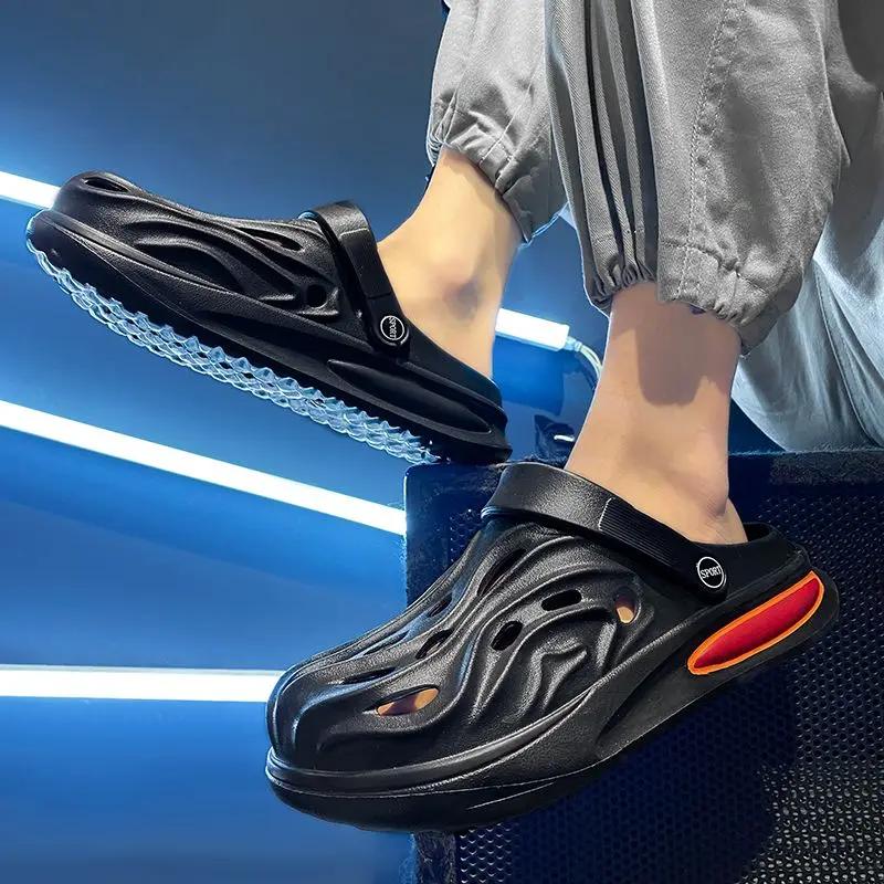 Модные Дырявые Мужские Шлепанцы Пляжные Мягкие Сабо Дешевая Обувь Распродажа Резиновые Оригинальные Удобные Элегантные Взрослые Повседневные Мужские Тапочки