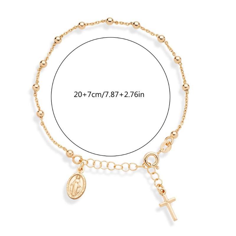 Catholic Church Crucifix Crosses Pendant Rosary Bracelet Christ Prayer Metal Rosaries Beads Chain Religious Jewelry