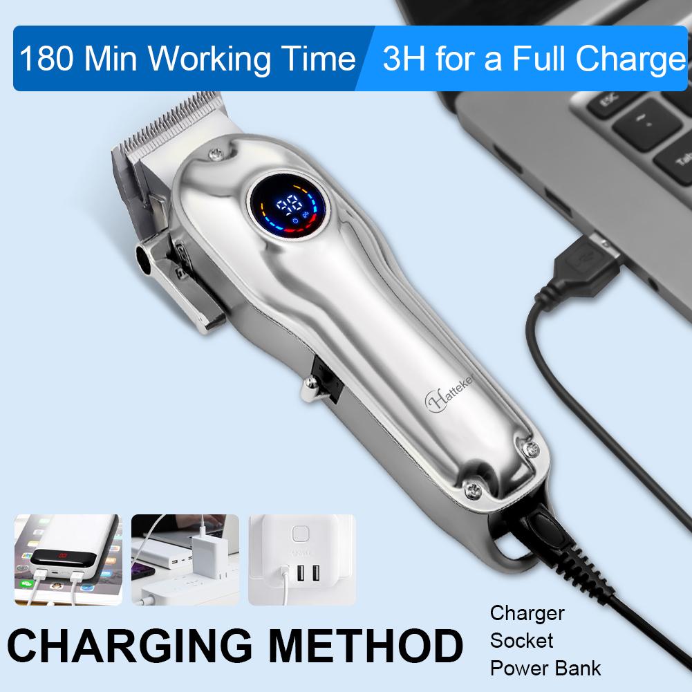 Hatteker Electric Trimmer  LCD Digital Display Cordless Haircut Kit with Professional Barber-Grade Cutting for Precision Shave Styling